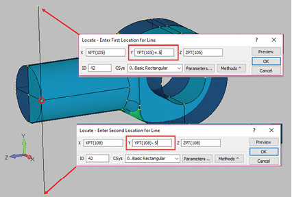 Fig. 4: Sequence of dialogue boxes to create a curve.